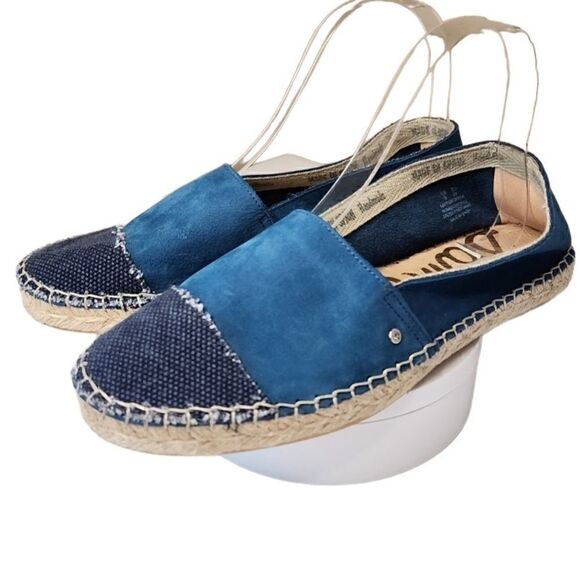Sam Edelman- Krissy Leather Suede Mixed Media Canvas Espadrille Flats, Size 8 - Picture 13 of 13